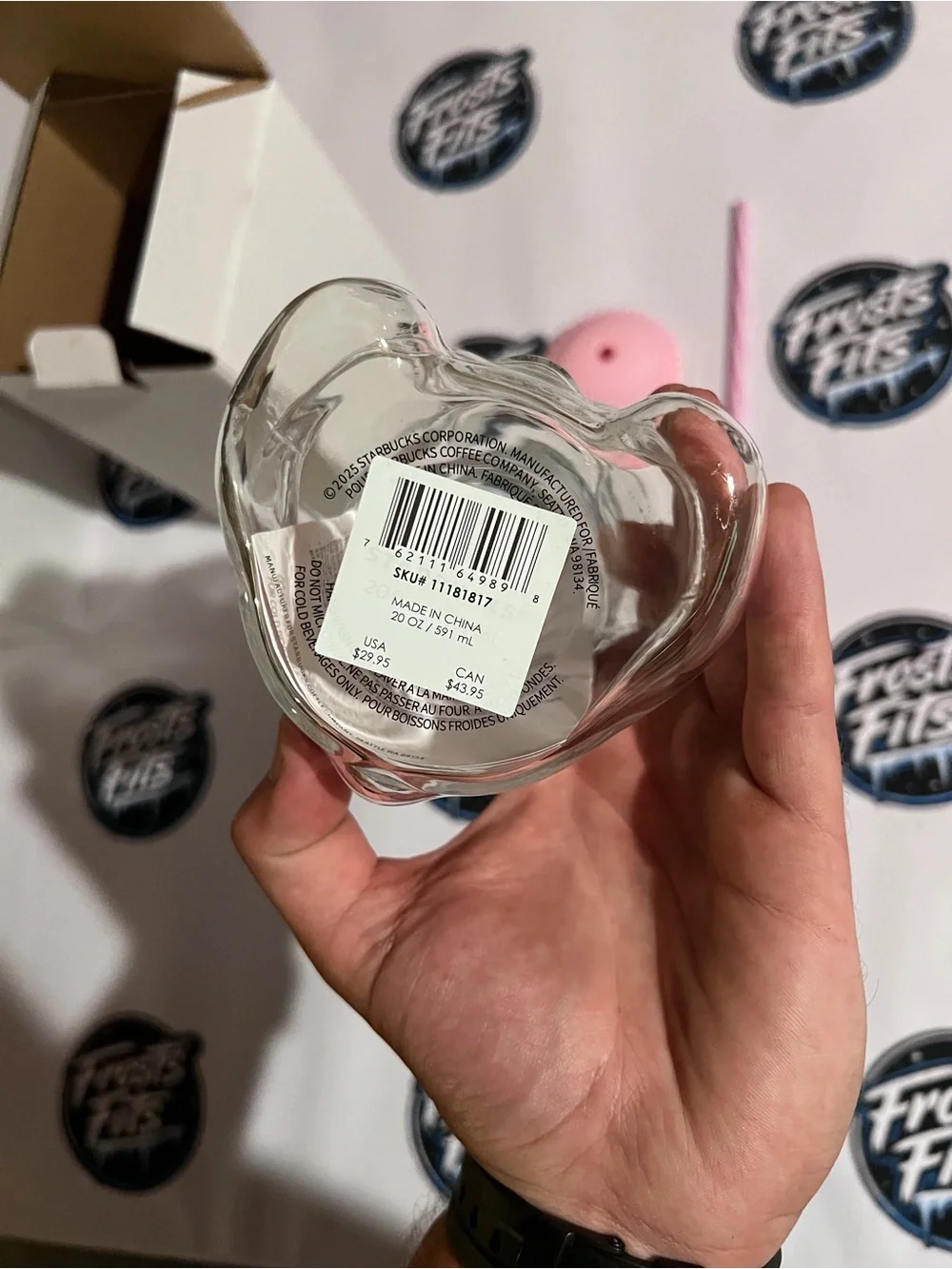 Starbucks Clear Bear-Shaped Kids Bottle with Pink Cap and Pink-White Straw